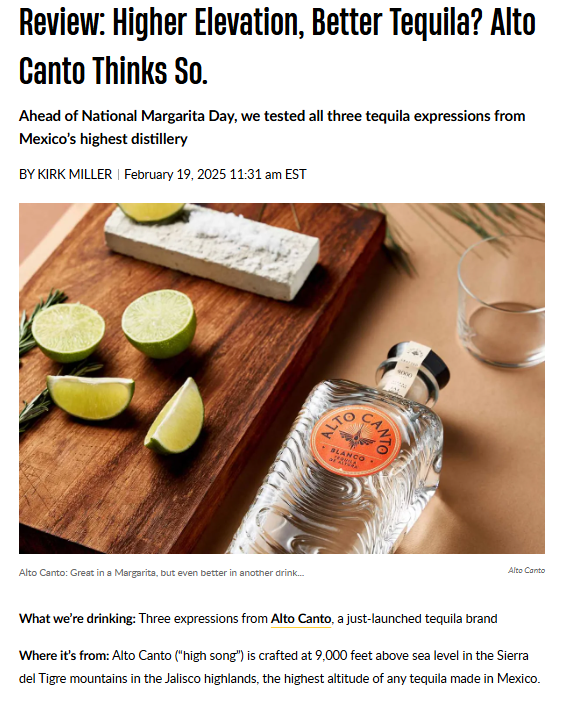 Review: Higher Elevation, Better Tequila? Alto Canto Thinks So.