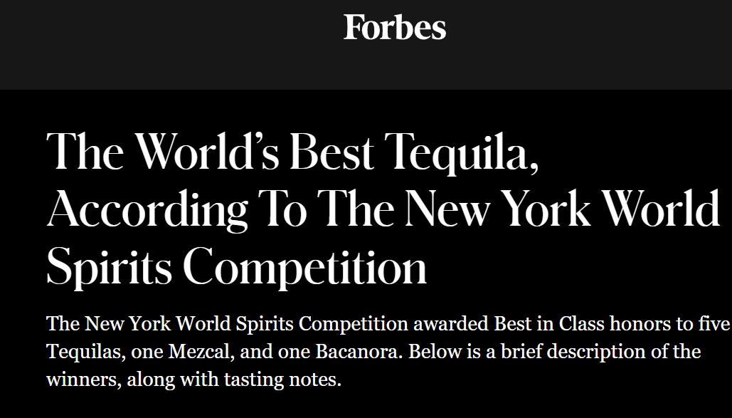 The World’s Best Tequila, According To The New York World Spirits Competition
